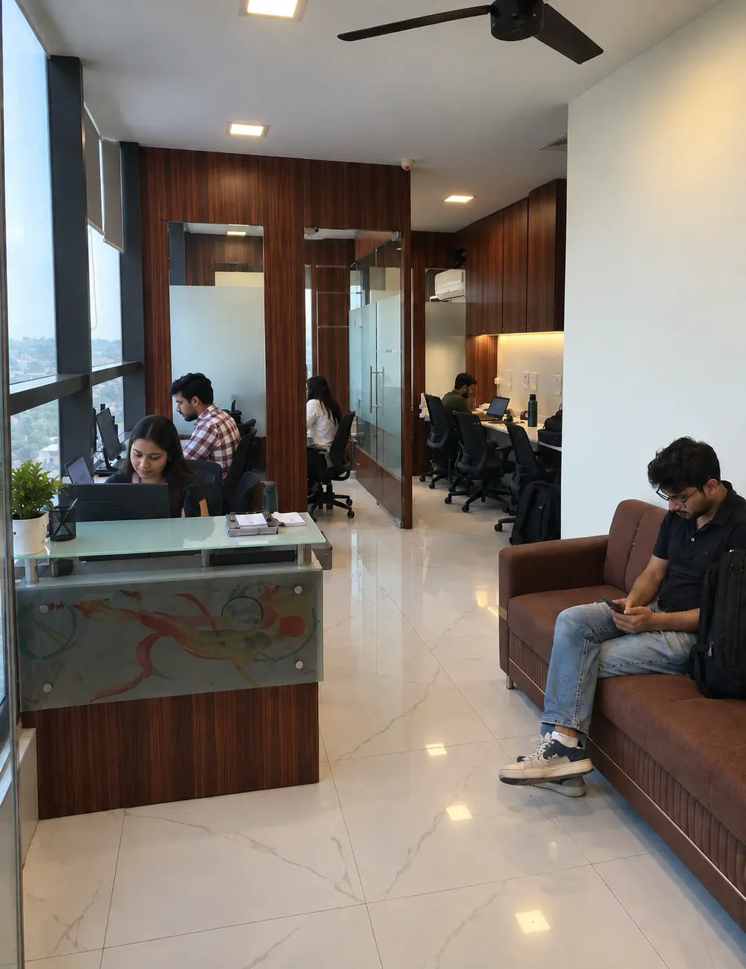 Reception and team at the Indians Abroad office
